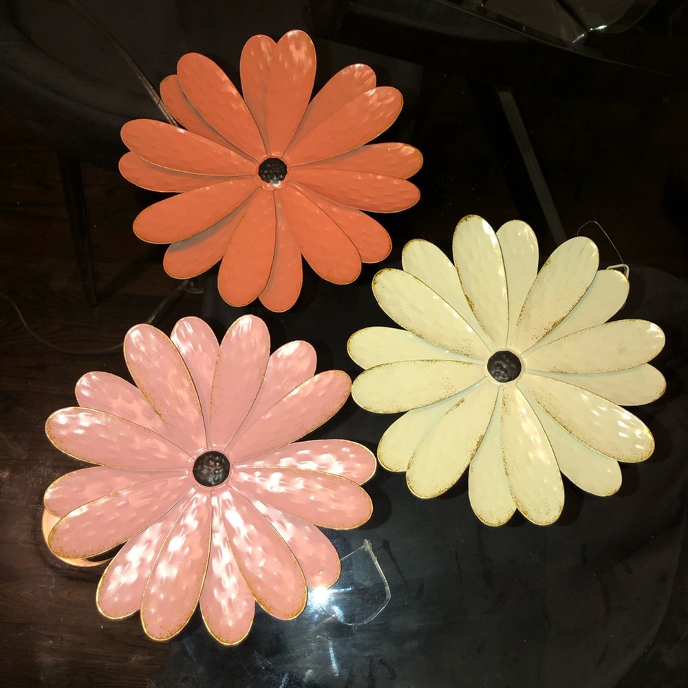 3 Wall art metal flowers